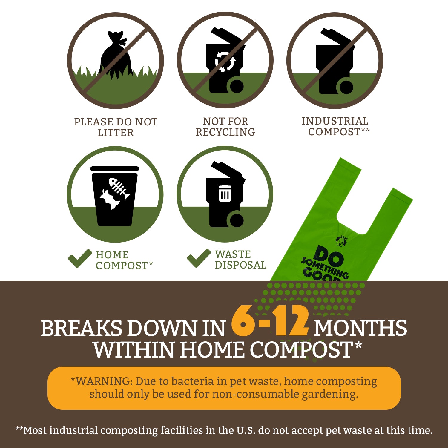 Home Compostable Small Rolled Handle Bags (180 Bags)