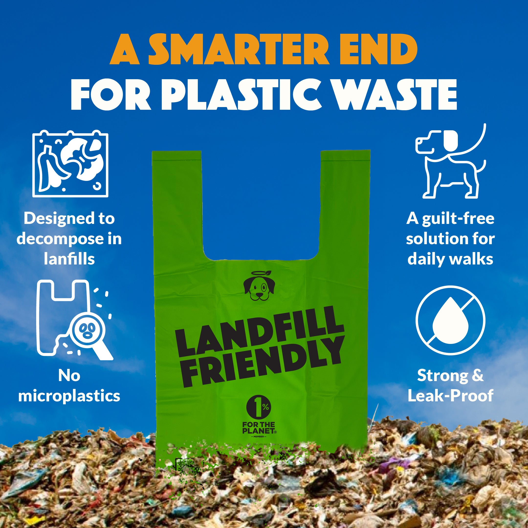 Landfill-Friendly Single Roll - 90 XL Bags w/ Handles