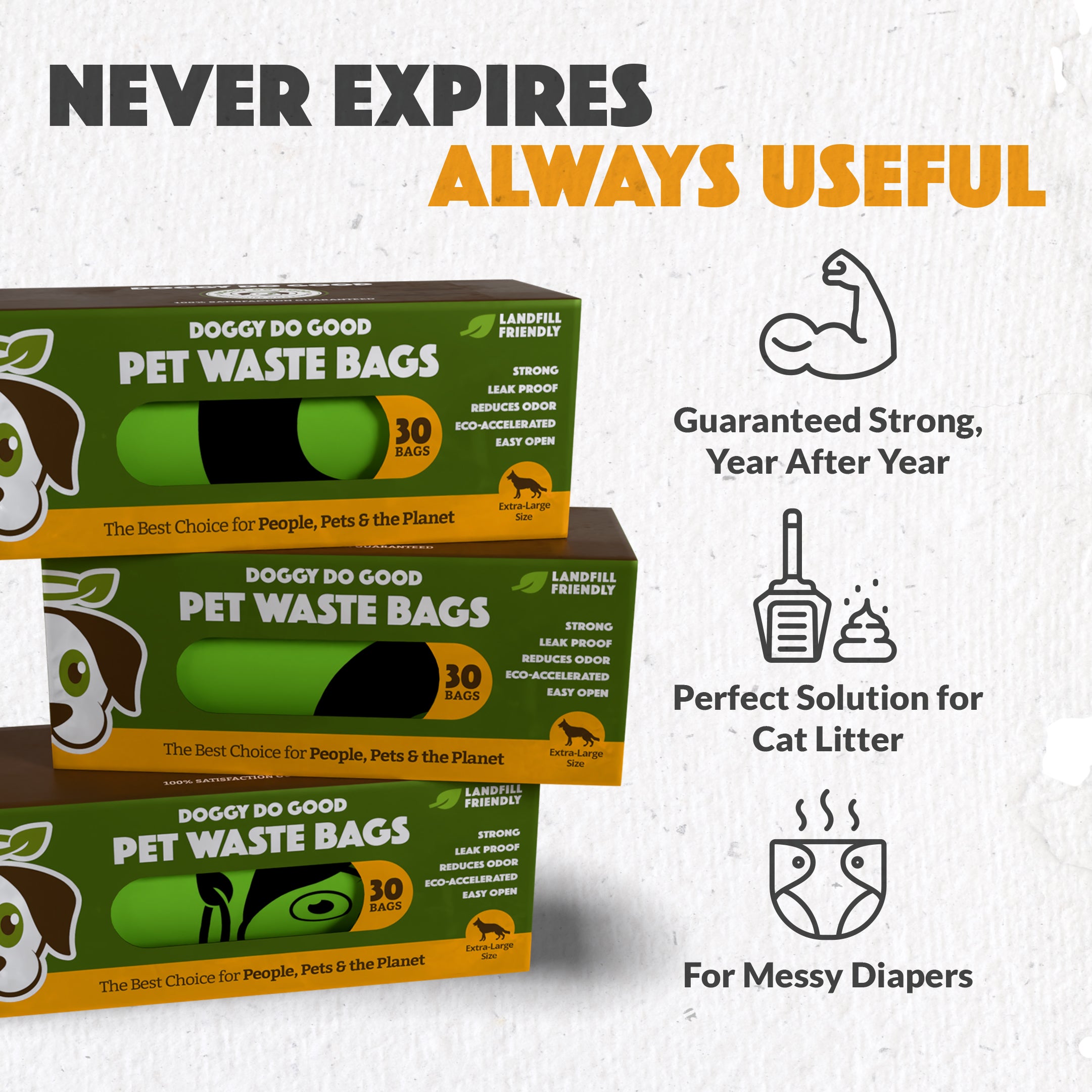 Landfill-Friendly Single Roll - 90 XL Bags w/ Handles