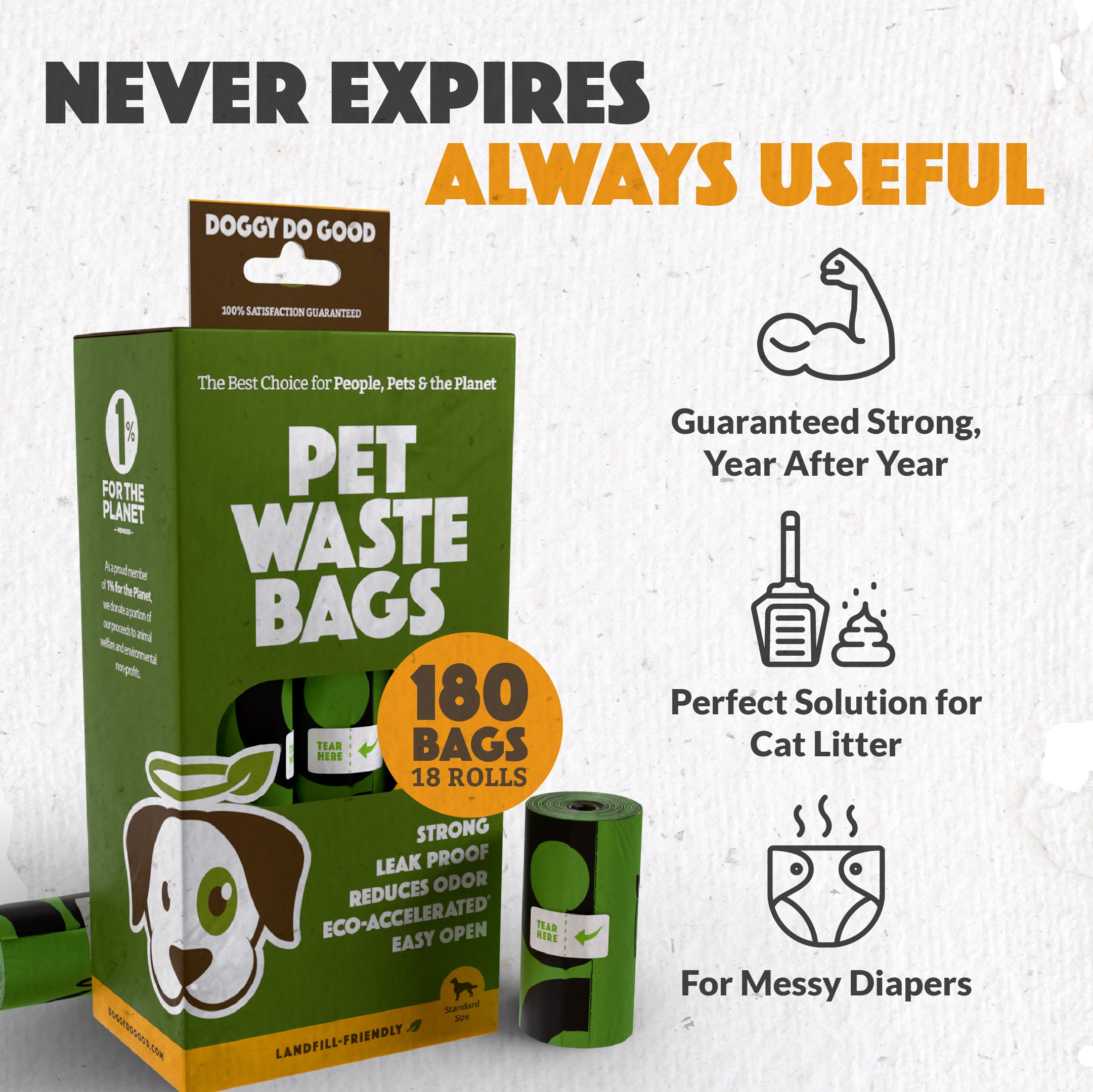 Landfill-Friendly Pet Waste Bags - 180 Bags