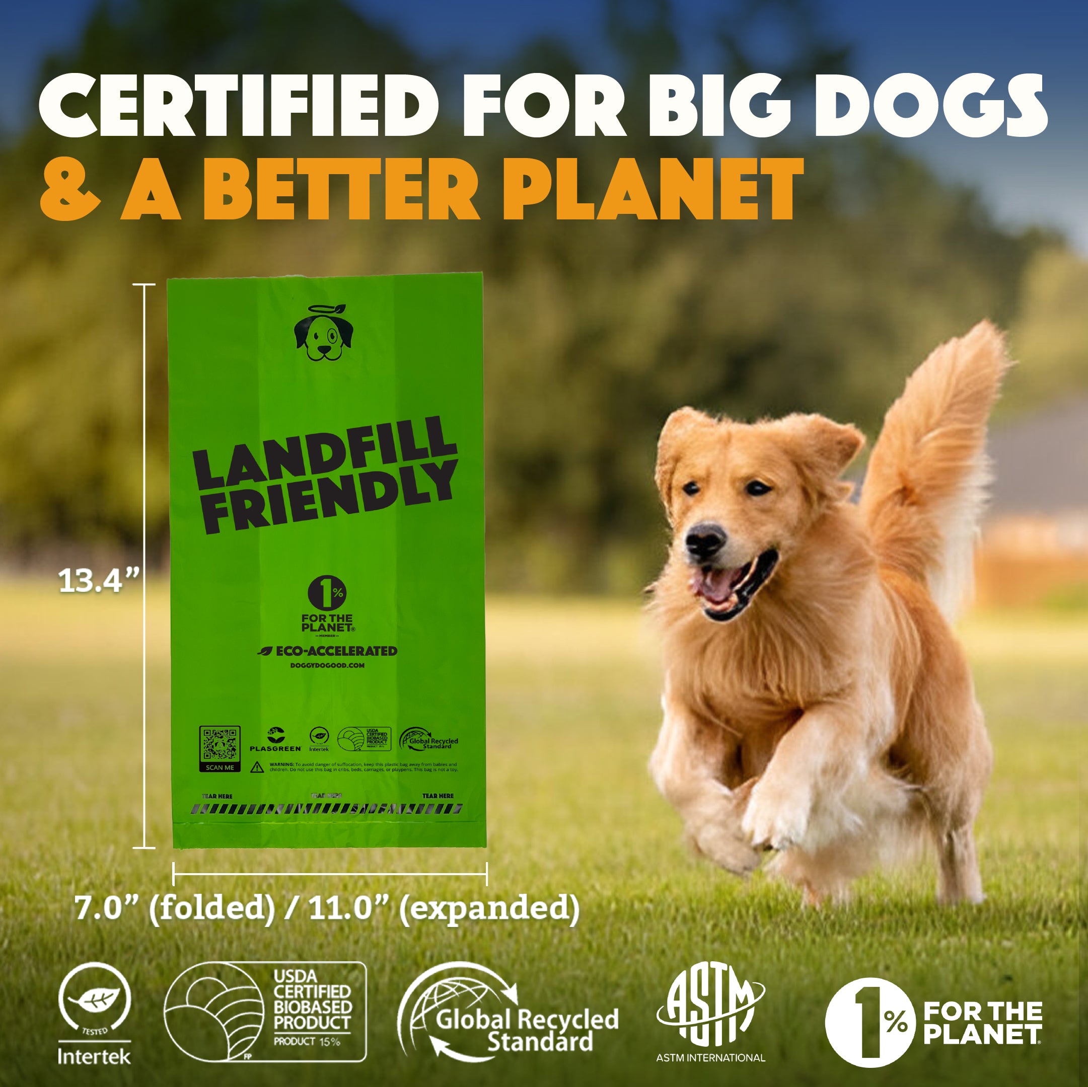 Landfill-Friendly Pet Waste Bags - 60 Bags