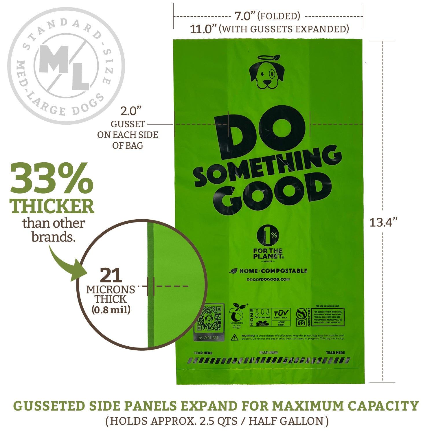 Home Compostable Standard Rolled Bags (180 Bags)