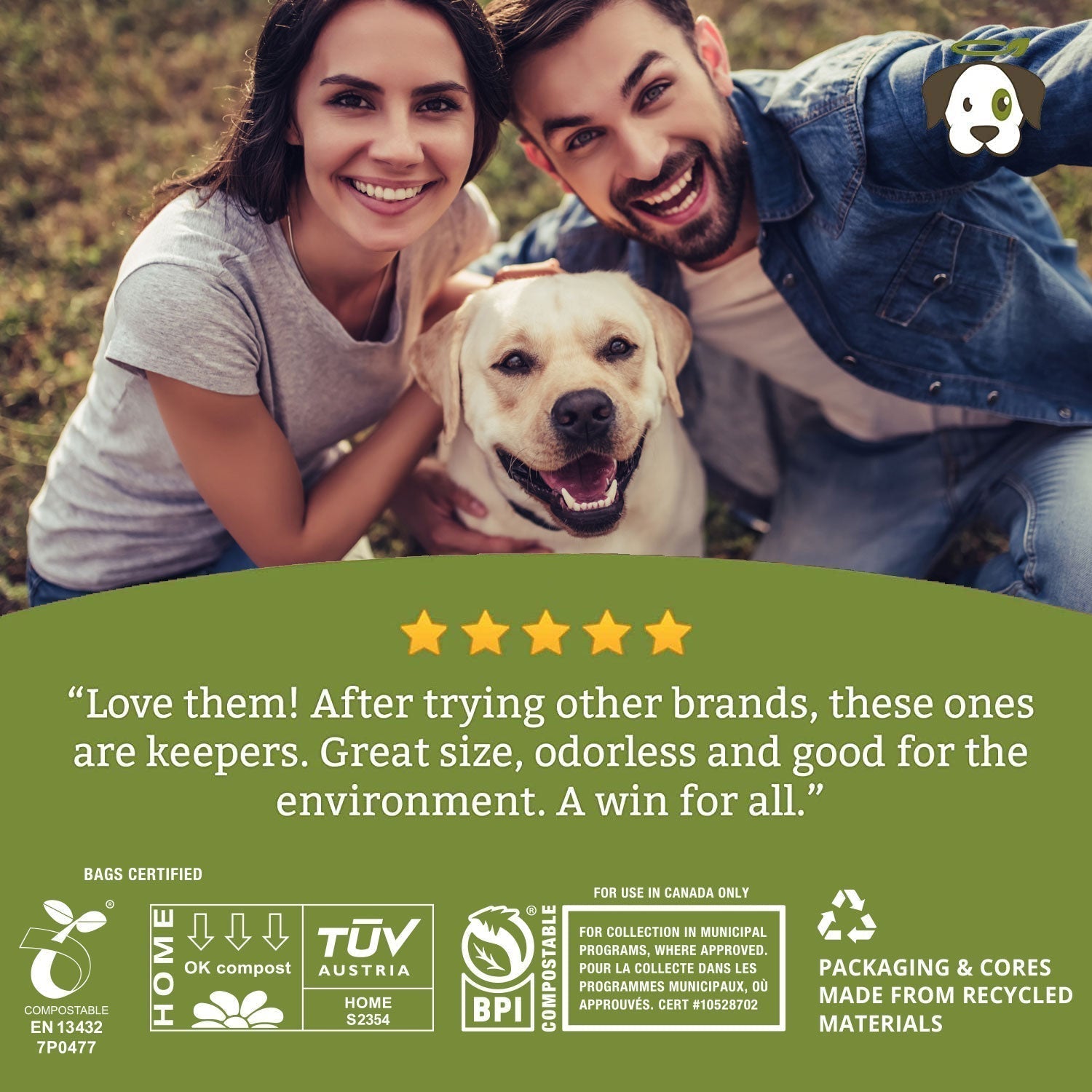 Certified compostable pet waste hot sale bags