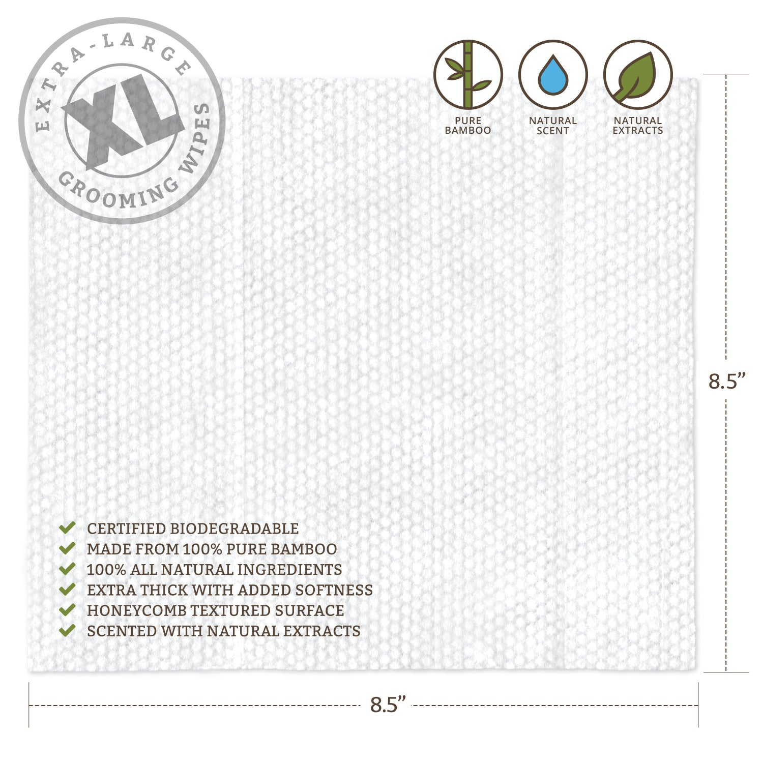 Biodegradable Grooming Wipes - Natural Scent (180 Wipes)